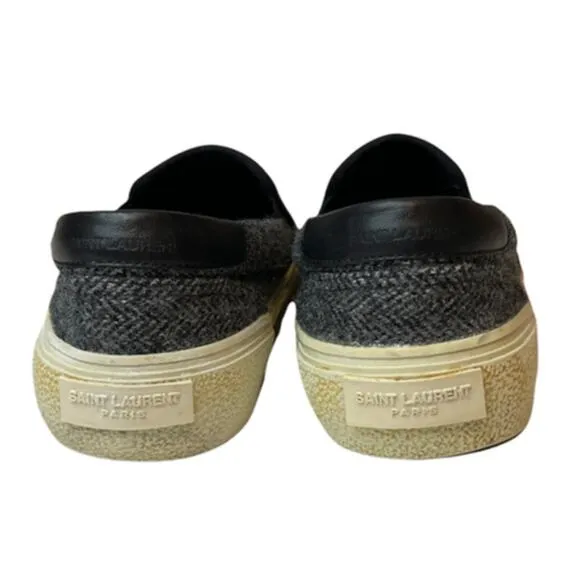 Yves Saint Laurent Venice Chevron Print Gray Slip On Sneakers Size 39