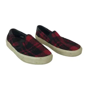YVES SAINT LAURENT ~ WOMENS 38 ~ TWEED BUFFALO PLAID PARIS SLIP ON SHOE LOAFER
