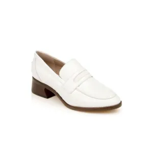 ZAC ZAC POSEN Womens White Wayne Block Heel Slip On Leather Heeled Loafers 7.5 M