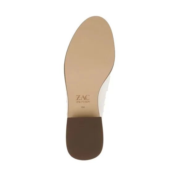 ZAC ZAC POSEN Womens White Wayne Block Heel Slip On Leather Heeled Loafers 7.5 M