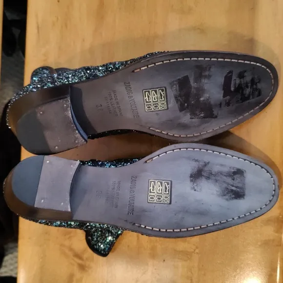 Zadig &amp; Voltaire boots size 38eu/7.5 us Rn116202 blue silver and black glitter