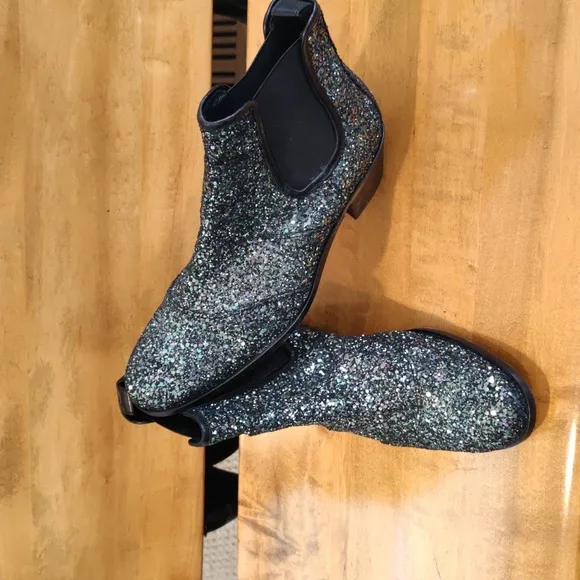 Zadig &amp; Voltaire boots size 38eu/7.5 us Rn116202 blue silver and black glitter