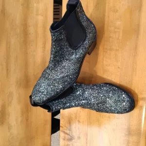 Zadig &amp; Voltaire boots size 38eu/7.5 us Rn116202 blue silver and black glitter