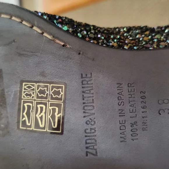 Zadig &amp; Voltaire boots size 38eu/7.5 us Rn116202 blue silver and black glitter