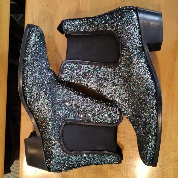 Zadig &amp; Voltaire boots size 38eu/7.5 us Rn116202 blue silver and black glitter