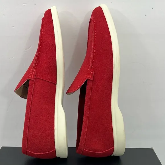 ZANZARA, MEN’S SUEDE RED MENS “BEX” LOAFERS, SIZE 10.5, MEN’S RED LOAFERS