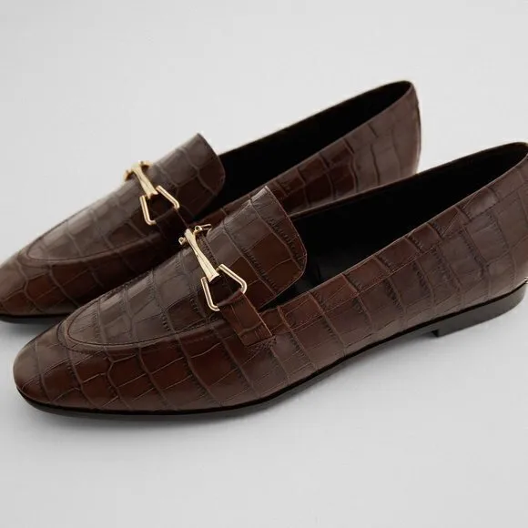 ZARA Animal Print Leather Loafers
