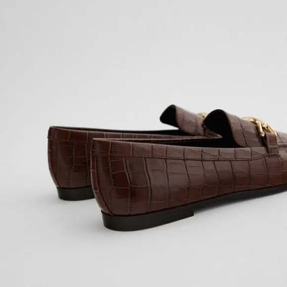 ZARA Animal Print Leather Loafers