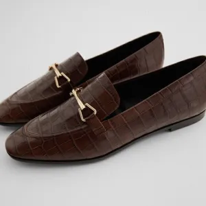 ZARA Animal Print Leather Loafers