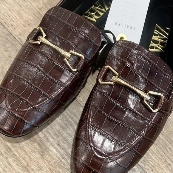 ZARA Animal Print Leather Loafers
