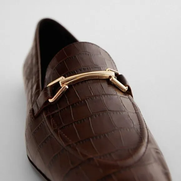 ZARA Animal Print Leather Loafers