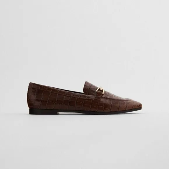 ZARA Animal Print Leather Loafers
