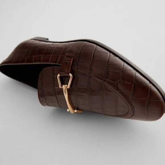 ZARA Animal Print Leather Loafers