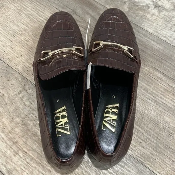 ZARA Animal Print Leather Loafers