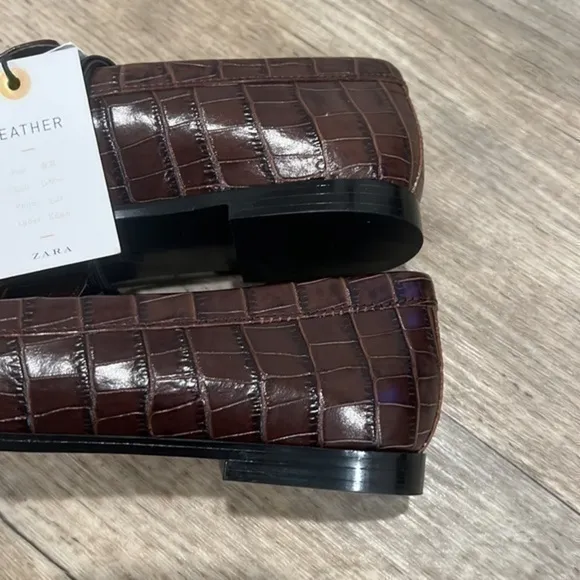 ZARA Animal Print Leather Loafers