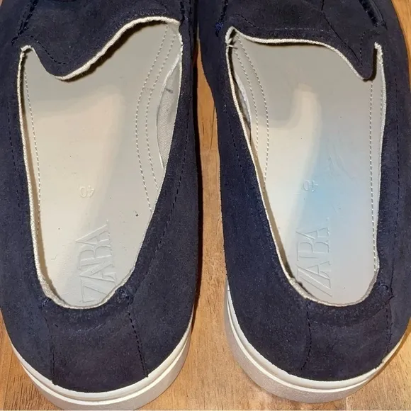 Zara Athletic Tasseled  Suede Leather Loafers Size 40 EU