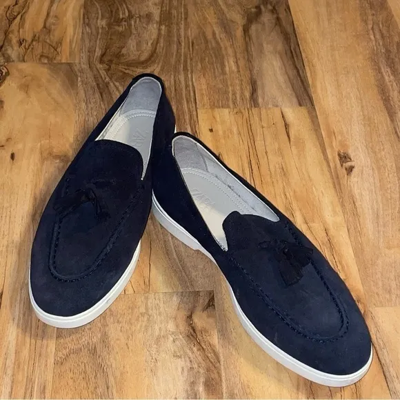 Zara Athletic Tasseled  Suede Leather Loafers Size 40 EU