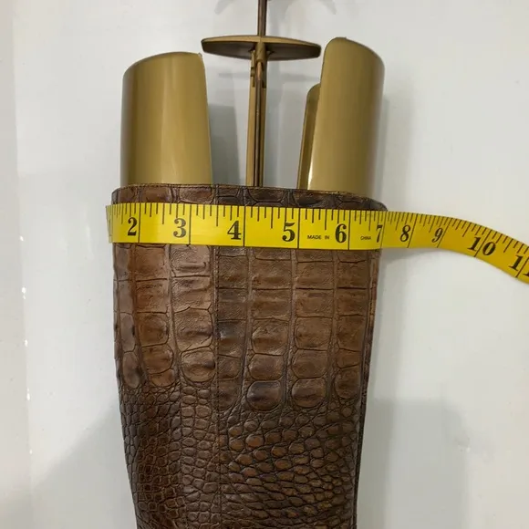 Zara Brown Croc Embossed Leather Boots size 40