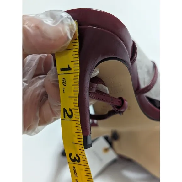Zara Burgundy Leather Strappy High Heel Sandals Size 6