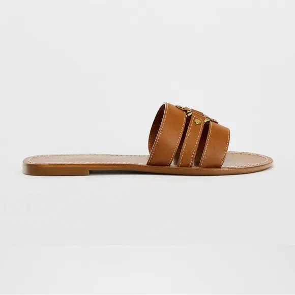 ZARA FLAT LEATHER SANDALSSize : 7.5 * Color: Brown