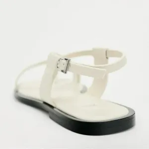 ZARA FLAT STRAPPY SANDALS WITH METAL EMBELLISHMENT