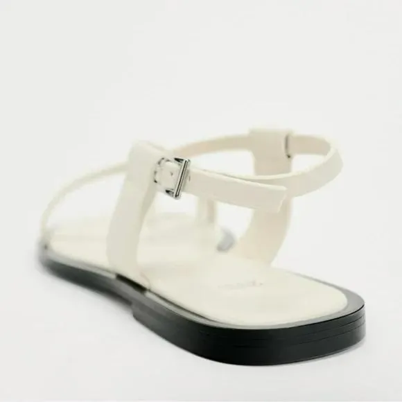 ZARA FLAT STRAPPY SANDALS WITH METAL EMBELLISHMENT