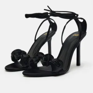 🖤ZARA FLORAL HIGH HEELED SANDALS
