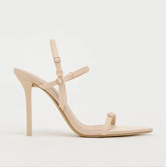 ZARA HIGH HEELED FABRIC SANDALS