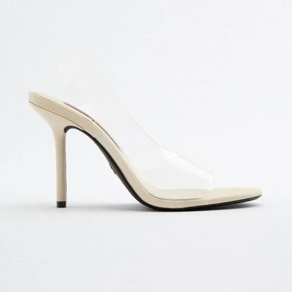 ZARA HIGH HEELED VINYL SANDALS SZ 9 and 8