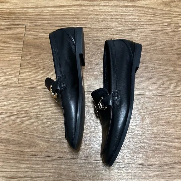 Zara leather black loafers