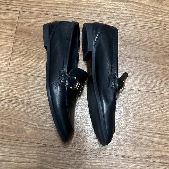 Zara leather black loafers