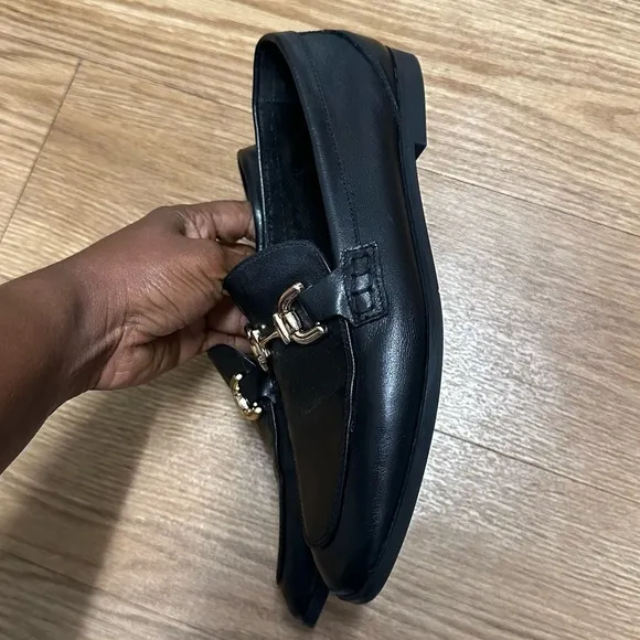 Zara leather black loafers
