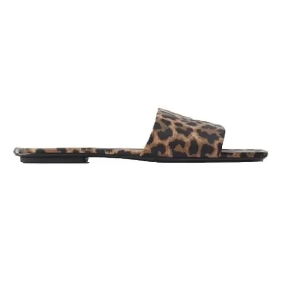ZARA LEOPARD Satin Animal PRINT FLAT SANDALS NWT