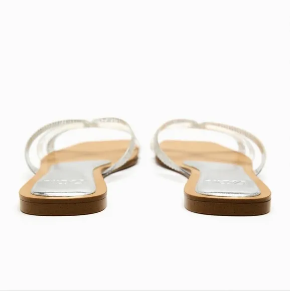 ZARA LIMITED EDITION RHINESTONE FLAT VINYL SANDALS