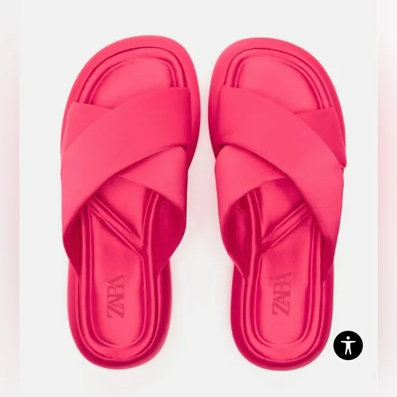 Zara NWT Crossed Fabric Flat Sandal