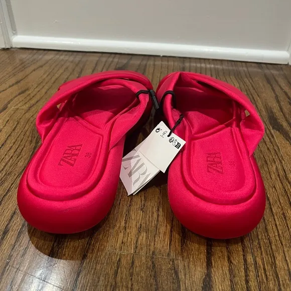 Zara NWT Crossed Fabric Flat Sandal