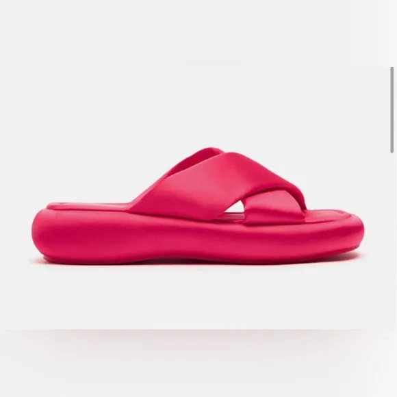 Zara NWT Crossed Fabric Flat Sandal