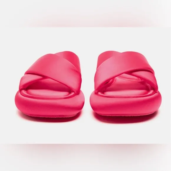 Zara NWT Crossed Fabric Flat Sandal