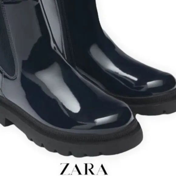 Zara patent leather boots bloggers favorite