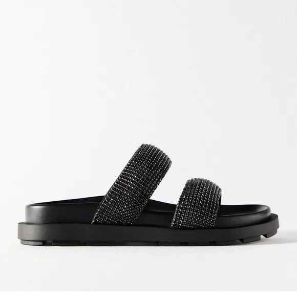 Zara Rhinestone Flat Sandals Size 10