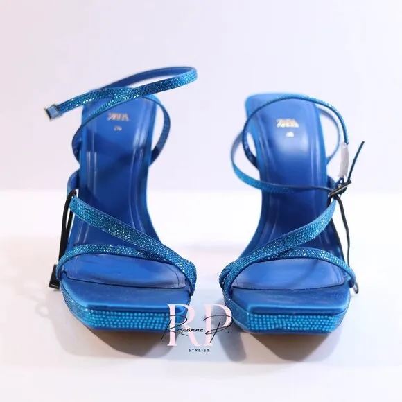 ZARA RHINESTONE HIGH HEEL SANDALS SZ 36 NWOT