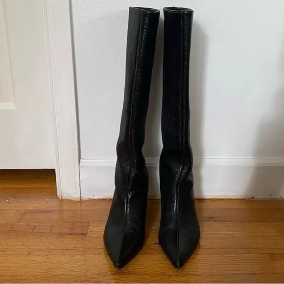 ZARA Shiny Knee High Heeled Boots