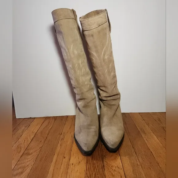 ZARA Slip On Split Suede Cowboy Boots
