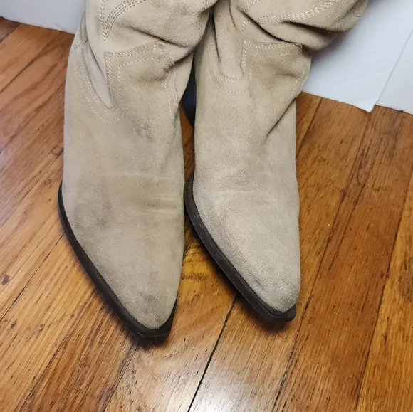 ZARA Slip On Split Suede Cowboy Boots