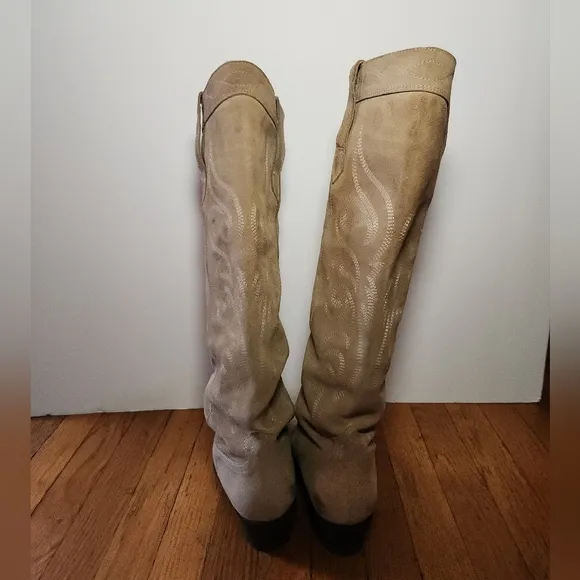 ZARA Slip On Split Suede Cowboy Boots