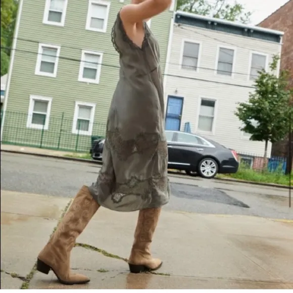 ZARA Split Leather Cowboy Boots