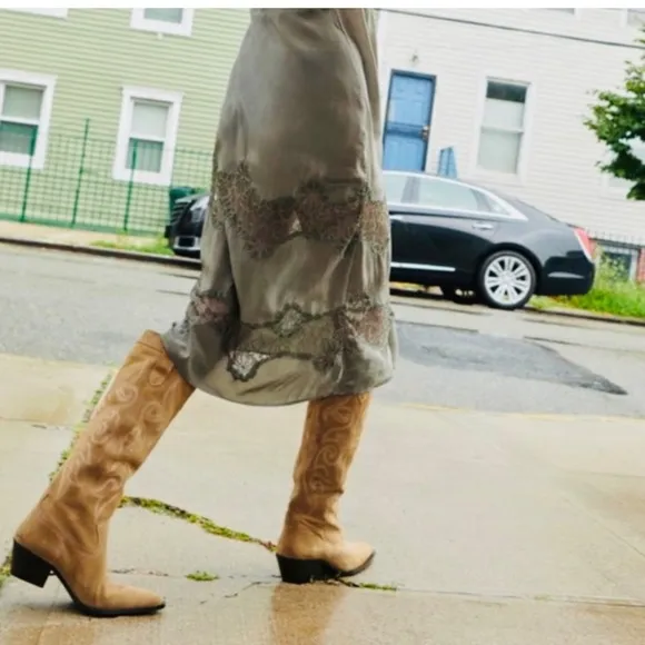 ZARA Split Leather Cowboy Boots