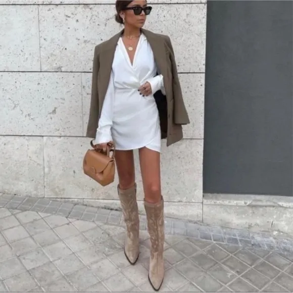ZARA Split Leather Cowboy Boots