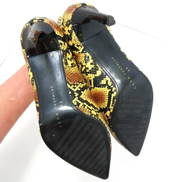 Zara Trafaluc Snakeskin Ankle‎ Boots, Size 8|EUR 38