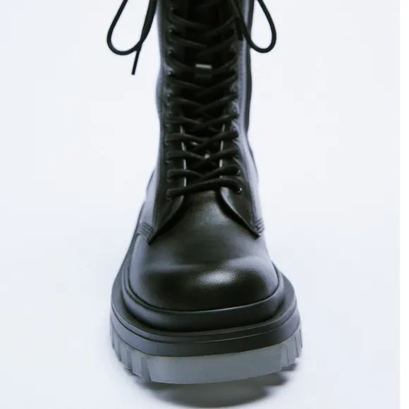 ZARA TRANSPARENT SOLE LEATHER ANKLE BOOTS SZ 6